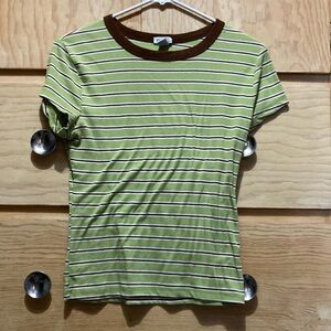 Green brown+white striped-Rue21 T-shirt